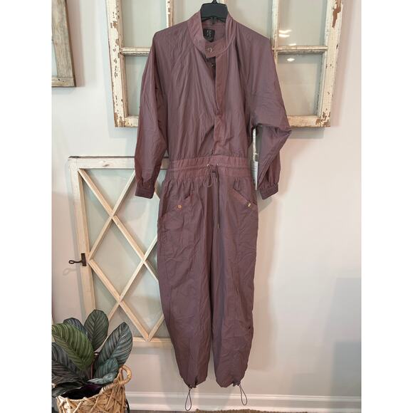 NWT Athleta & Alicia Keys size 14 plum colored  nylon jumpsuit open back - Picture 2 of 7